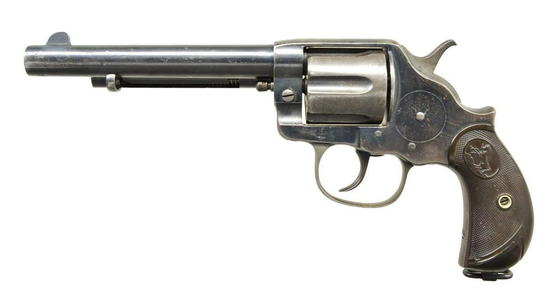 COLT 1878 CIVILIAN REVOLVER WITH U.S. OVERRUN: COMPONENTS. Cal. 45 Colt. S# 43438. Bbl. 6" blade sight. Six shot long flute cyl. Blue finish. Even before production of Model 1902 Philippine Constabulary revolvers had been stopped, overrun military