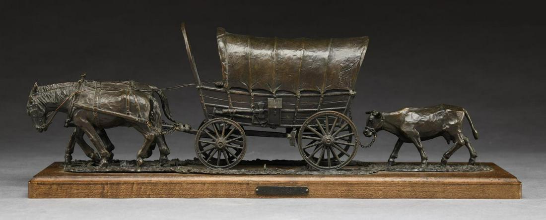 PHILLIP KRACZKOWSKI BRONZE "WESTWARD HO". (1 of 2)