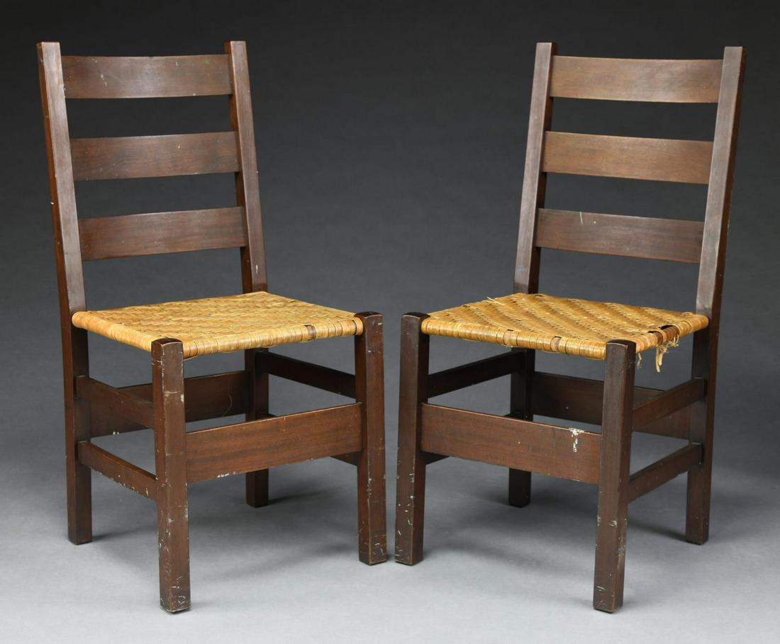 Pair Of Stickley Company Mahogany Ladder Back Side Auction
