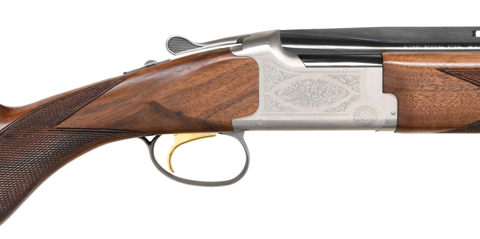 BROWNING 410 CITORI GRADE I WHITE LIGHTNING: SHOTGUN. Cal. 410, 3". S# 03456CIT50 (2010). Mfg. by Miroku w/ VR 28" bbls. Invector choke tubes: Full, Mod & IC included. Silver Nitrade finished action w/ scroll engraving & gold inlaid "WHITE / LIG