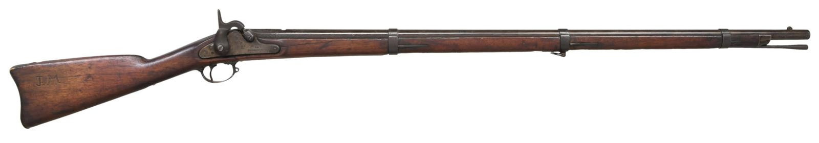 1863 DATED CS RICHMOND ARMORY RIFLE MUSKET.: Cal. 58. NSN. Standard configuration, 40” barrel, VP / eagle head proofs at breech, brass buttplate, other furniture is iron including nose cap. Barrel bands have offset “U”s of Rich