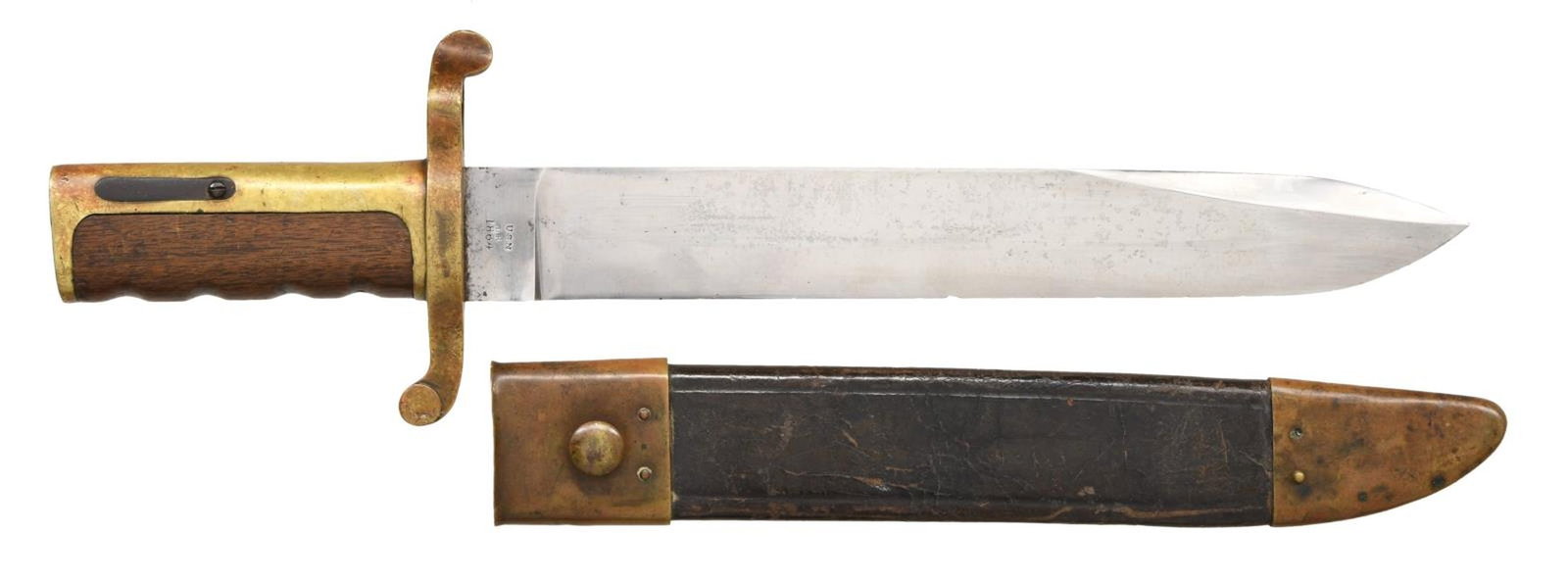 US M1861 DAHLGREN BOWIE BAYONET.: This bayonet was designed by Admiral John A. Dahlgren and was the first US knife bayonet in production. It was used on the M1861 Plymouth Whitneyville rifle musket. Overall length: 17 1/4". Blade leng