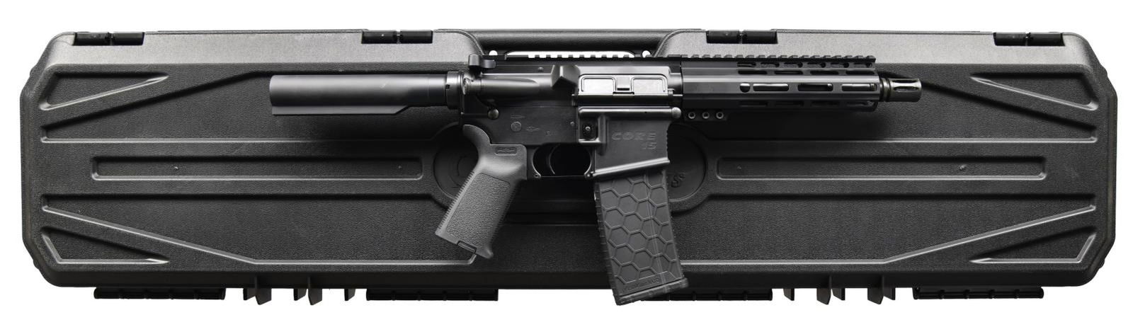 AS NEW IN BOX CORE-15 TRUCK GUN PISTOL.: Cal. 5.56mm. S# GTOC113066. Bbl. 7.5". 7" Free Float M-LOK Handguard w/ picatinny top rail, providing 12" of sight & optic mounting real estate. Matte black finish. Threaded barrel terminated w/ A2 fl
