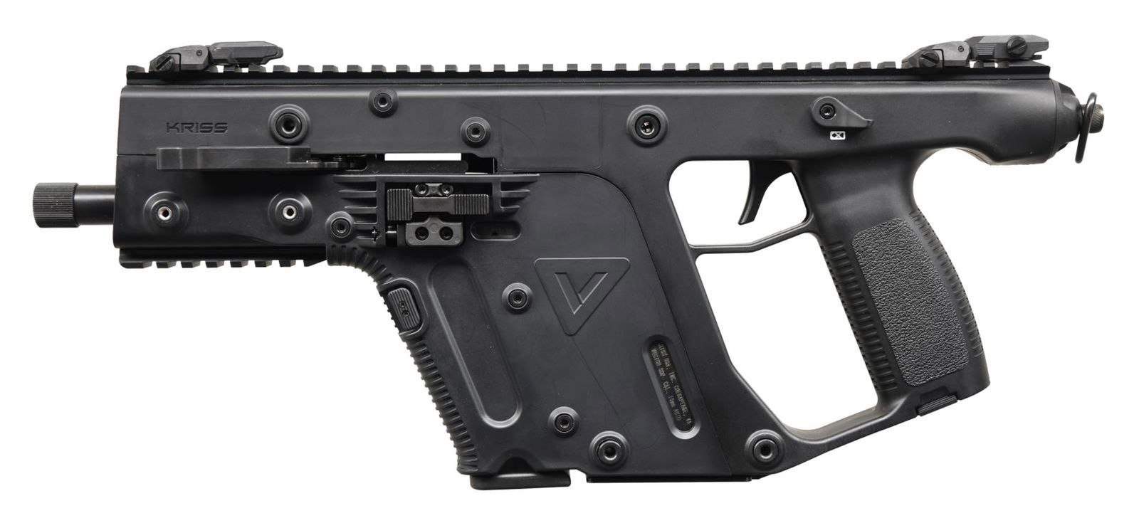 LIKE NEW KRISS VECTOR GEN 2 SDP PISTOL.: Cal. 10mm. S# 10P005202. Bbl.5.5". The smallest & lightest offering in the Kriss Vector family. They are available in Carbine, SMG & Pistol configurations, this example being the latter. 4140 Chrome M