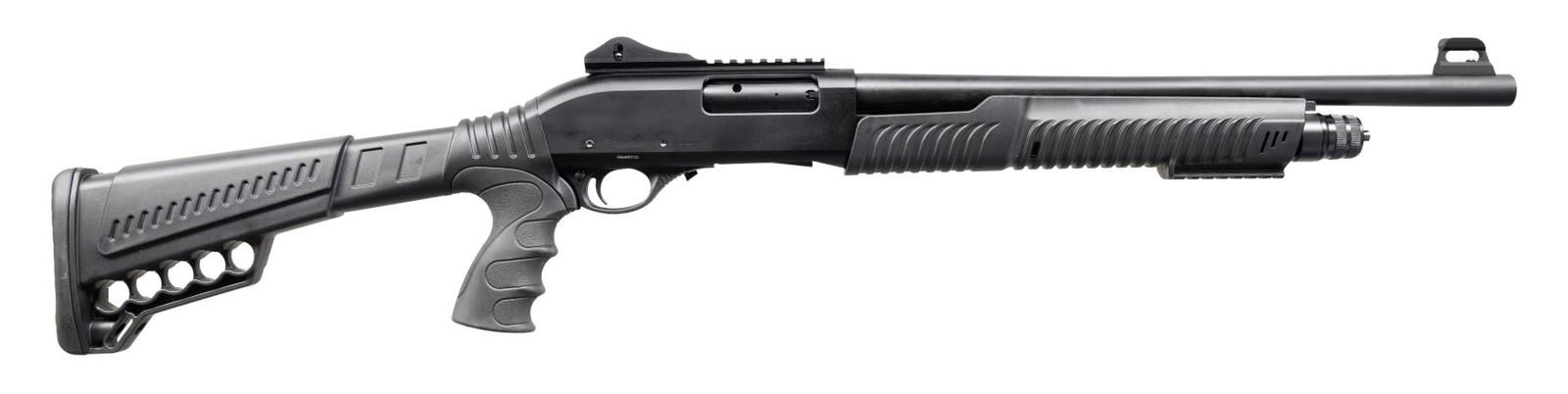 RADIKAL P3 PUMP ACTION SHOTGUN WITH MATCHING: FACTORY BOX. Cal. 12 GA, 3". S# 20-P6772. Bbl 18 5/8". P3 pump action shotgun mfg. in Turkey and imported by SDS of Knoxville, TN. Left side of receiver exhibits SDS's mfg. information, with the right