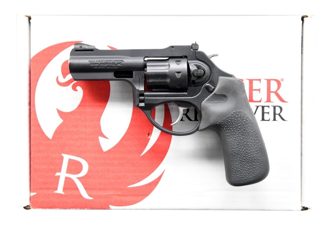 RUGER 22 LR MODEL LCR REVOLVER.: Cal. 22 LR. S# 1540-08420. Bbl. 3" with full shroud and replaceable pinned serrated ramped blade having white vertical bar on face; frame mounted adjustable rear. Mfg. 2020 as Model 05435 having matte