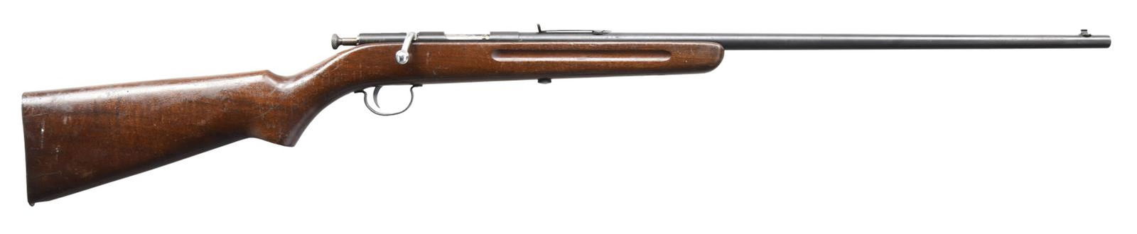 REMINGTON MODEL 33 SINGLE SHOT BOLT ACTION RIFLE.: Cal. 22 S, L, LR. NSN. Bbl. 24 1/8". Model 33 single shot bolt action rifle mfg. by Remington Arms Co. Top of bbl. exhibits Remington's mfg. information and the model designation, with the Remington t