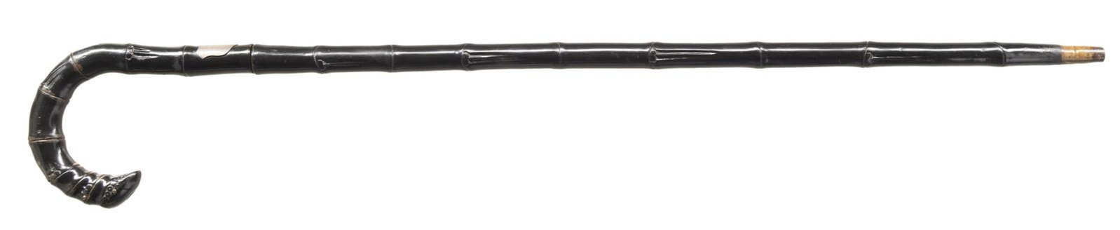 COL. THADDEUS P. MOTT SWORD CANE FROM "NATIONAL: UNION LEAGUE". Finely carved and enameled wood, 34" overall, 21" well cutlered blade etched "COL. T. P. MOTT". Mott had long Civil War service entering war as captain in 3rd NY Light Artillery, then c