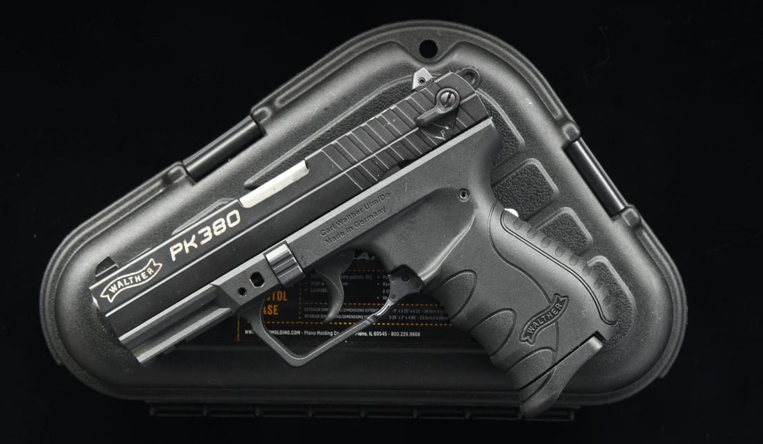 WALTHER PK380 SEMI-AUTOMATIC PISTOL.: Cal. 380 AUTO. S# WB127834. Bbl. 3 5/8". PK380 semi-automatic pistol mfg. by Walther in Germany and imported by Walther Arms. Both sides of the receiver are marked with the model designation and the W