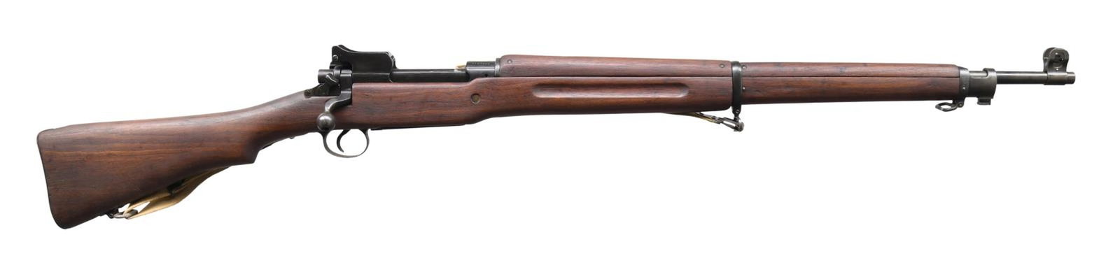 U.S. WWI EDDYSTONE MODEL 1917 BOLT ACTION MILITARY: RIFLE. Cal. 30-06. S# 1167692. Bbl. 26" Hi-Standard replacement barrel marked behind front sight "HS (flaming bomb) P" proof. Ladder aperture rear sight graduated to 1600 yards. Blade front sight with