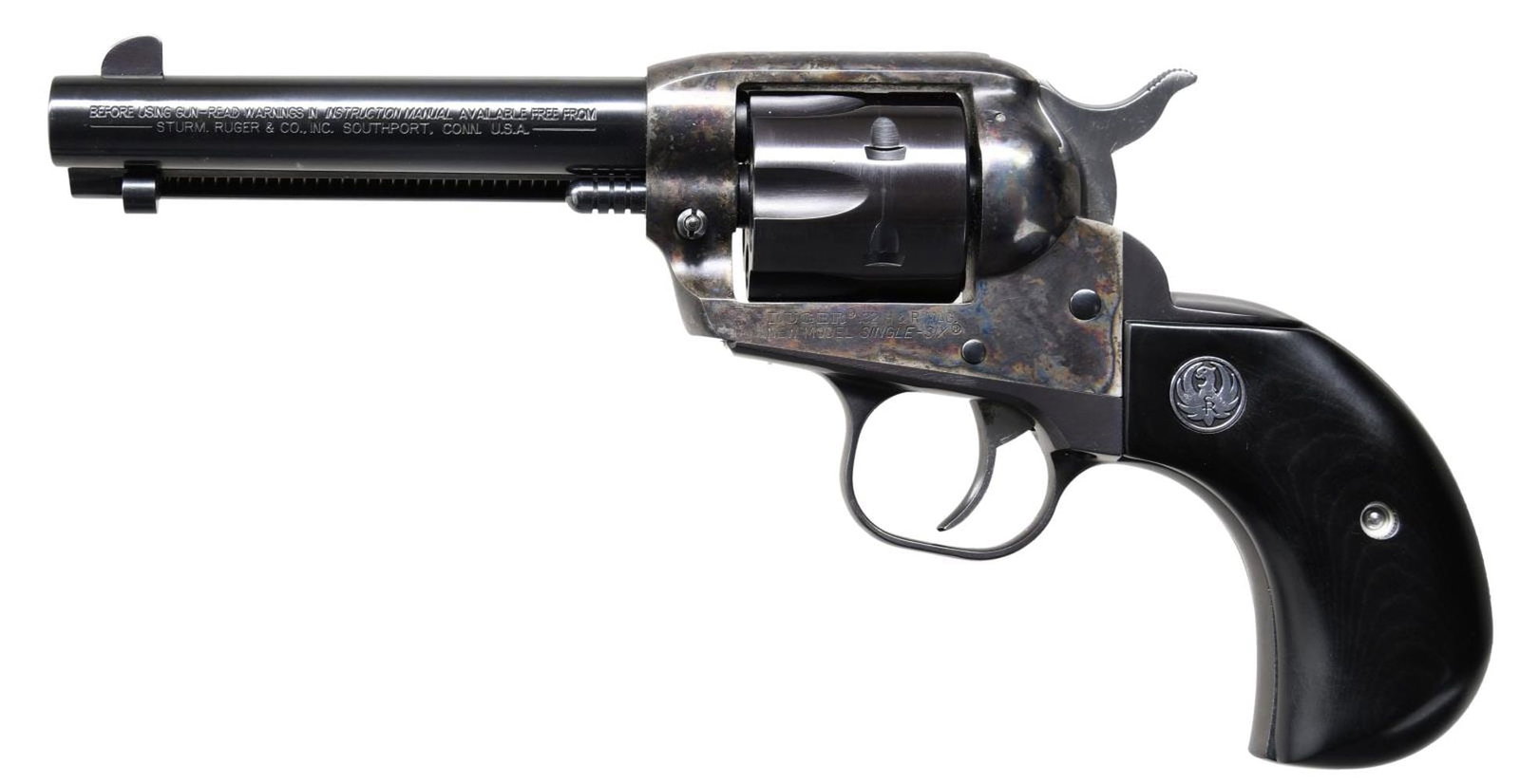 RUGER 32 H&R MAG. SINGLE-SIX, FIXED SIGHT,: BIRDSHEAD GRIPPED REVOLVER. Cal. 32 H&R Mag. S# 650-44965. Bbl. 4 4/8" with blade sight plus frame notched rear. Mfg. 2002 (2001–2004) as Model 06514 with catalog number SSMBH-4F having a case-c