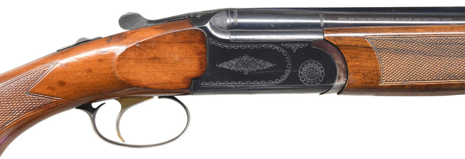 CHARLES DALY FIELD III O/U SHOTGUN.: Cal. 20 ga. 3". S# 107998. Bbls. 26" vent rib w/ brass bead. Fixed skeet & skeet chokes. Blue boxlock action w/ scroll & border ornamentation. Gold finished SST. Extractors. Forearm & pistol grip waln