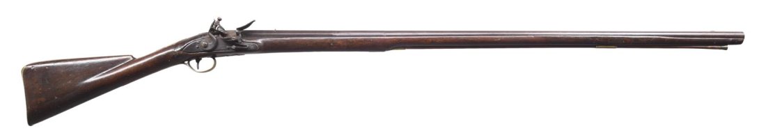 KETLAND LOCK TRADE MUSKET.: Cal. 66. NSN. Bbl. 40 1/8". Flintlock fowler or trade musket, likely produced in England. The lockplate is marked "KETLAND / & Co" under the pan. The round barrel features a faceted breech that is mar