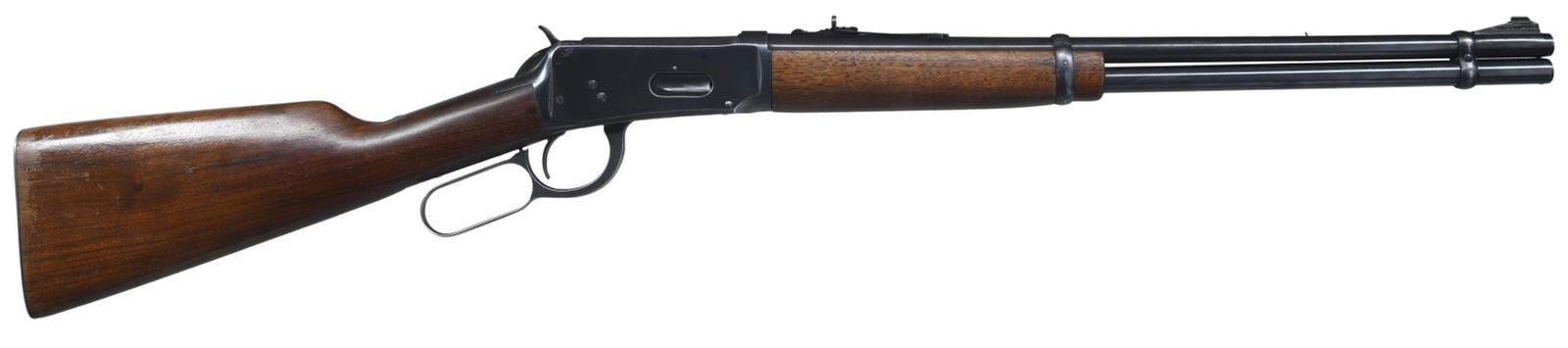 WINCHESTER MODEL 94 LEVER ACTION CARBINE.: Cal. 32 WS. S# 1921361. Bbl. 20". Model 94 lever action carbine mfg. by Winchester in 1953. The left side of the bbl. is marked with Winchester's mfg. information, followed by the Winchester trademark