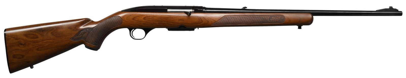 WINCHESTER MODEL 100 AUTO LOADING RIFLE.: Cal. 308. S# 139159. Bbl. 22". Ramp-mounted bead front sight w/ folding leaf rear sight. Walnut stock w/ steel grip cap, missing insert, has pressed checkering. LOP: 13 3/4" over original buttplate. S