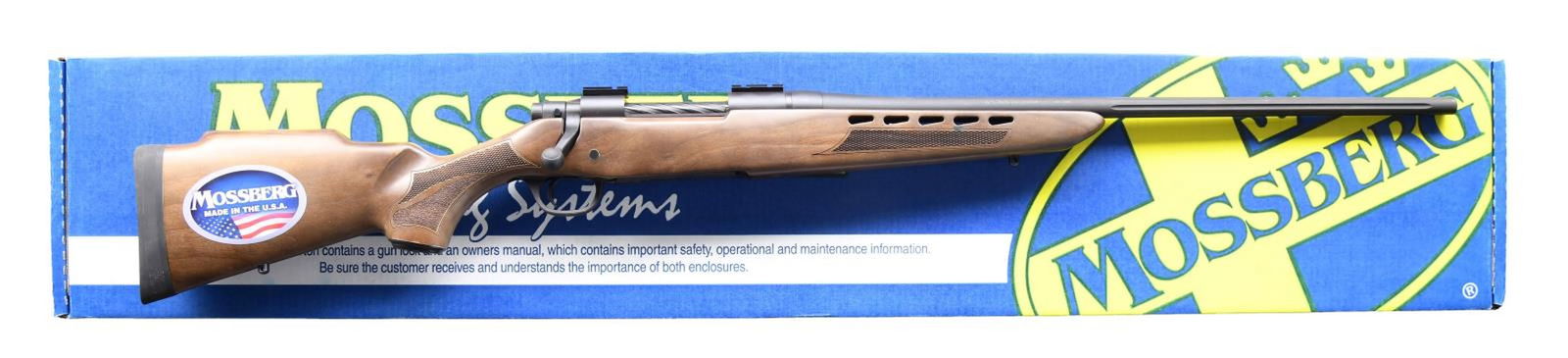 MOSSBERG 4X4 BOLT ACTION RIFLE WITH MATCHING: FACTORY BOX. Cal. 270 Win. S# BA374108. Bbl. 24 1/4". 4X4 bolt action rifle mfg. by Mossberg. The left side of the half fluted bbl. is marked with the Mossberg trademark logo, followed by the model an