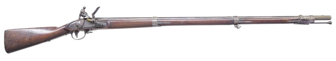 US WICKHAM 1816 FLINTLOCK MUSKET.: Cal. 69. NSN. Bbl. 42". Lock marked "M.T. WICKHAM" in arc over "PHILA.". Right side of bbl. has "P", "F" & "US" markings. Walnut stock w/ three bands, bottom mounted sling swivels & trumpet shaped iro