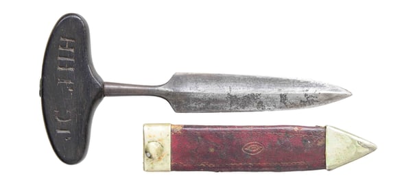 ANTEBELLUM SOUTHERN PUSH DAGGER WITH SHEATH.