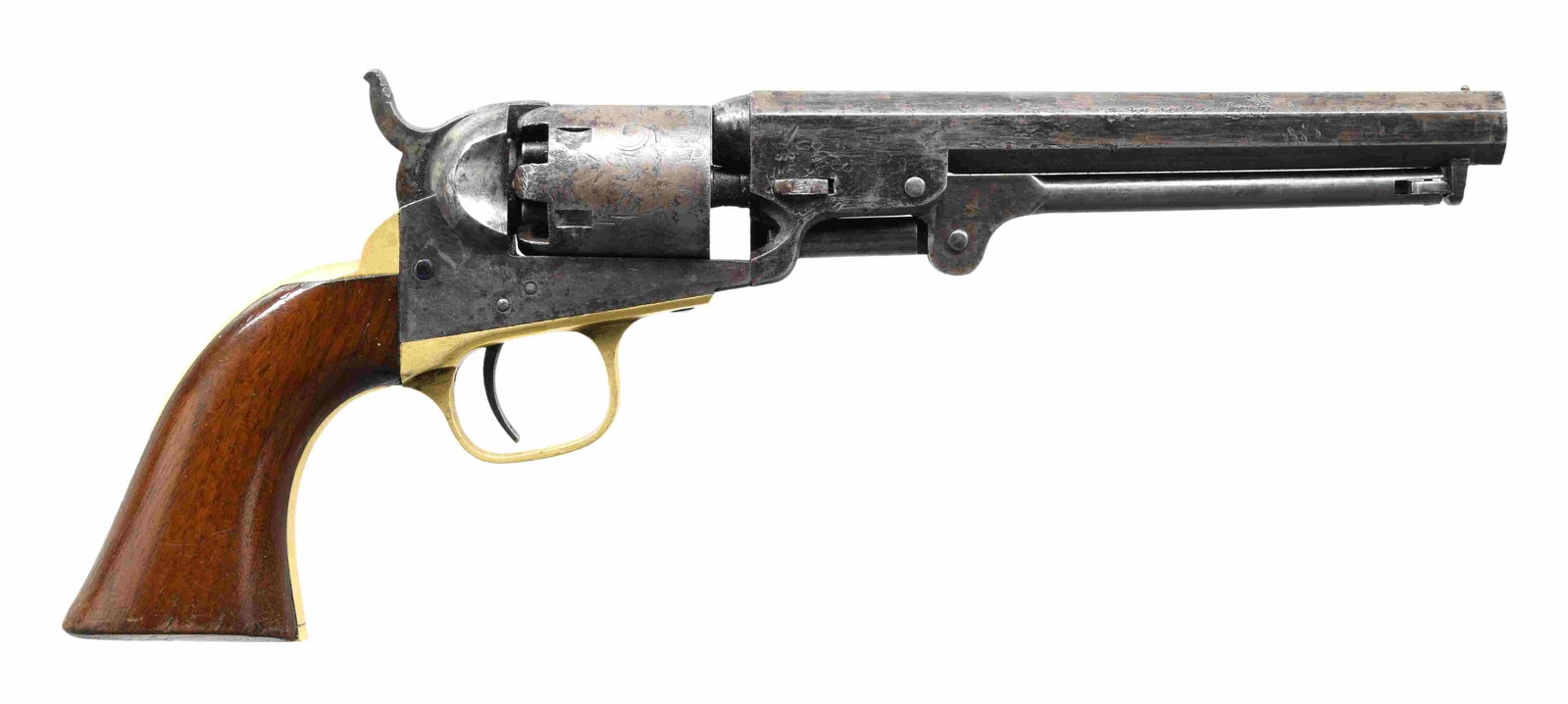 IDENTIFIED CIVIL WAR COLT MODEL 1849 POCKET MODEL: REVOLVER, 107TH OHIO. Cal. 31. S# 237765. Revolver is in standard configuration of Colt Model 1849 with longest 6" barrel. Made in 1863, included with pistol is letter written by Jacob Lichty on patri