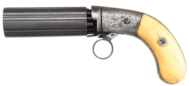 BLUNT & SYMS PERCUSSION PISTOL W/ ANTIQUE IVORY
