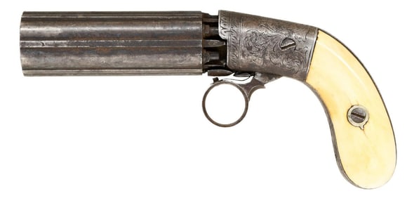 BLUNT & SIMS RING TRIGGER PEPPERBOX REVOLVER.