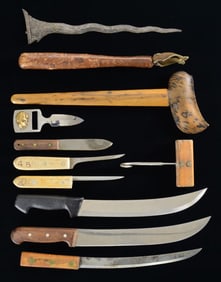 GROUP OF ANTIQUE KNIVES, ETC.
