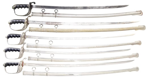 5 US M1902 SABERS FOR ALL OFFICERS.