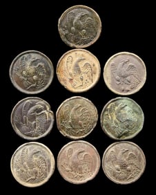 10 EXCAVATED CIVIL WAR CROSS BELT PLATES.