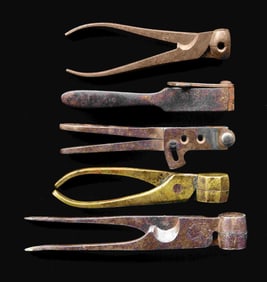 5 EARLY BULLET MOLDS.