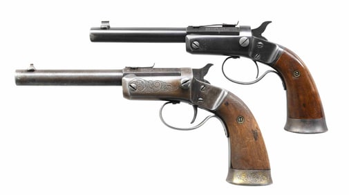 LOT OF TWO STEVENS NO.35 TIP UP PISTOLS.