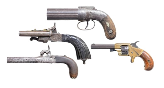 LOT OF FOUR ANTIQUE HANDGUNS.