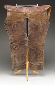 FINE PAIR OF RAWHIDE FRINGED & TOOLED COWBOY