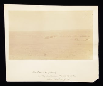 19th CENTURY PHOTO OF CROW AGENCY WITH CUSTER