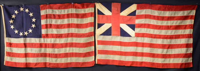 SEVEN AMERICAN FLAGS.