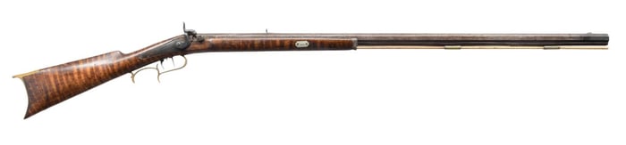 INDIANA MADE HALF STOCK PERCUSSION RIFLE.