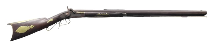 UNMARKED AMERICAN HALF-STOCK PERCUSSION RIFLE.