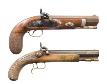 LOT OF TWO MODERN PERCUSSION PISTOLS.