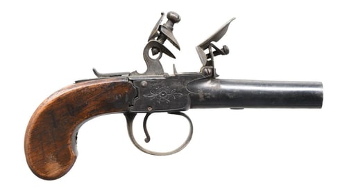 TOMLINSON & CO. SCREW BARREL FLINTLOCK PISTOL.