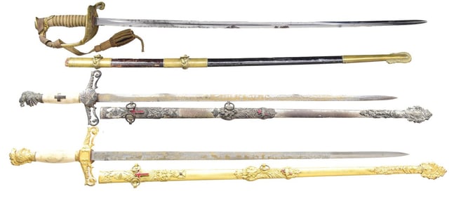 3 US MILITARY & FRATERNAL SWORDS.