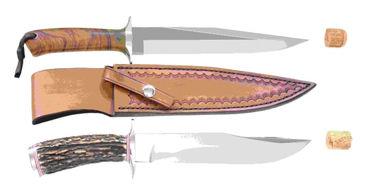 2 AS NEW CISCO KNIVES & CASES.