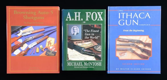3 BOOKS ON AH FOX, ITHACA & AUTO 5 SHOTGUNS.