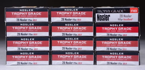 239 RDS. (12 BOXES) NOSLER 28 NOSLER TROPHY GRADE