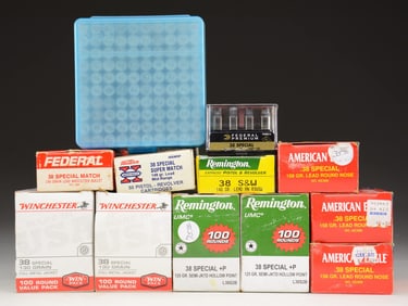 LOT OF ASSORTED .38 SPECIAL AMMUNITION.