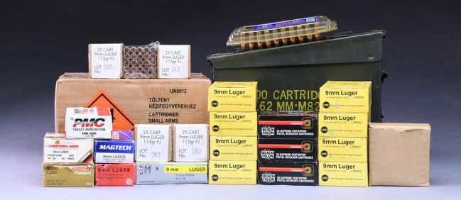 LOT OF ASSORTED 9X19MM PARABELLUM AMMUNITION.