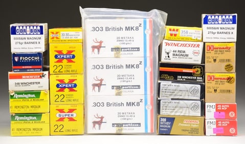 16 BOXES & 3 BRICKS OF VARIOUS AMMO.