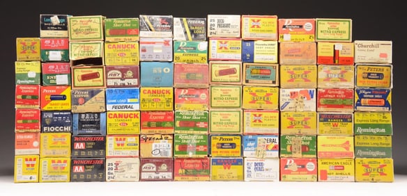 LARGE GROUPING EMPTY ONE PIECE SHOT SHELL BOXES.