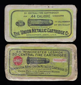 LOT OF 2 VINTAGE BOXES OF UMC & REMINGTON UMC .44