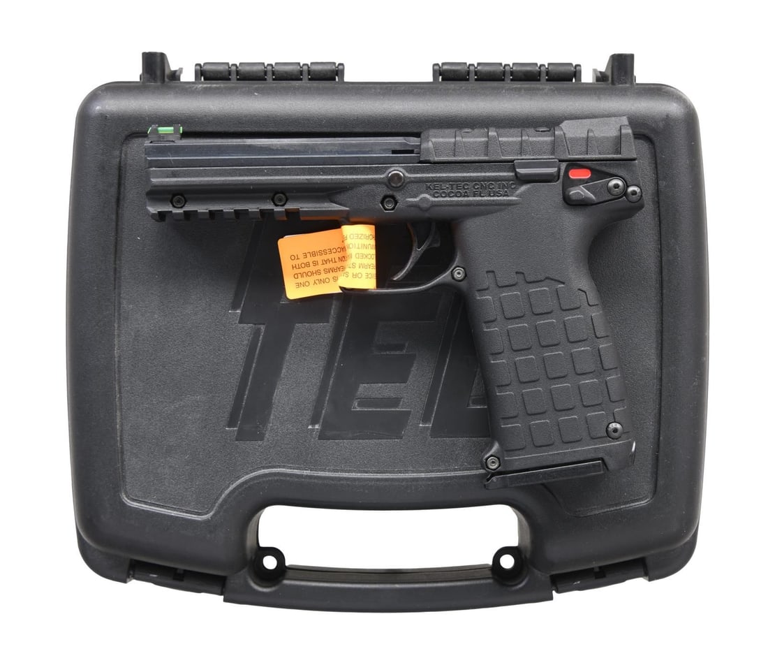KEL-TEC PMR30 SEMI AUTO PISTOL.: Cal. 22 WMR. S# WDE04. Bbl. 4 1/3". Fiber optic sights. Matte black finish. Factory hang tag present on trigger guard. Polymer frame w/ picatinny accessory rail. MAGS: 2-30 rd. UNATTACHED ACCESSORIES: