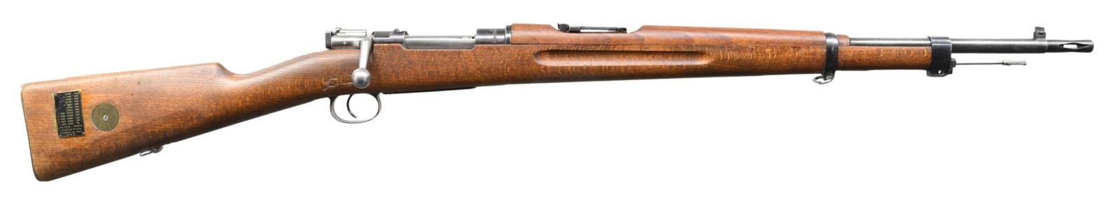 HUSQVARNA M38 SWEDISH MAUSER BOLT ACTION SHORT: RIFLE. Cal. 6.5x55. S# 623849. Bbl. 23 1/2" threaded with detachable aftermarket flash hider and import marking. Blade front sight. Ladder rear sight graduated to 600m. Matching numbers on the buttpla