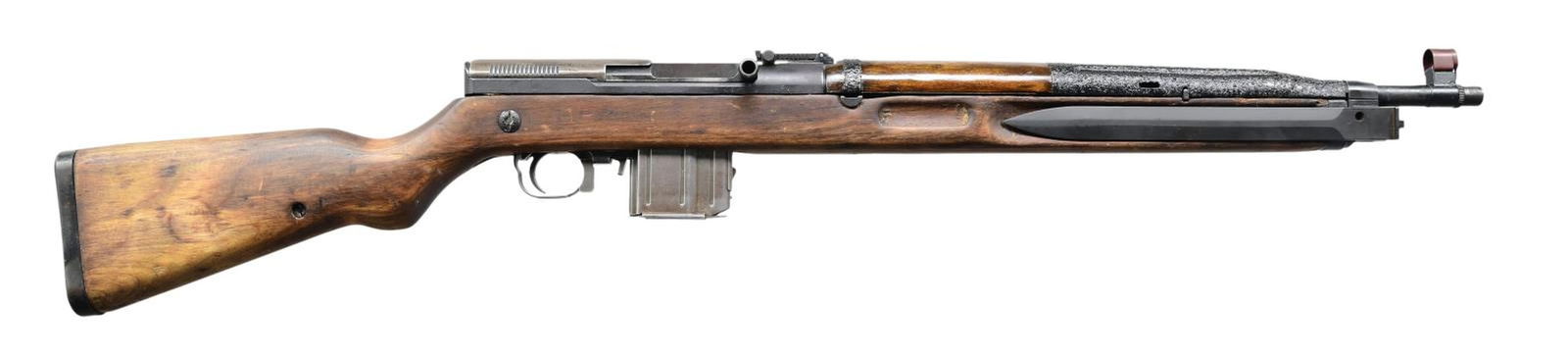 CZECHOSLOVAKIAN VZ52 SEMI-AUTO MILITARY RIFLE.: Cal. 7.62x45. S# T10289. Bbl. 20 3/4". Import-marked on the left side of the bbl. Tangent rear sight graduated to 1,000 meters. Blade front sight with protective hood. 11" side folding bayonet. Hardwo